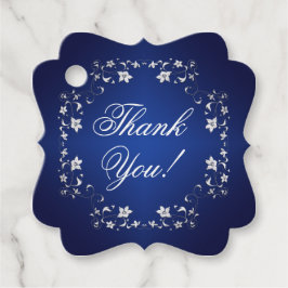 Etiquetas Para Recuerdos Navy, Silver Floral Wedding Favor Tag