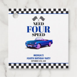 Etiquetas Para Recuerdos Necesita cuatro velocidades de auto deportivo Azul