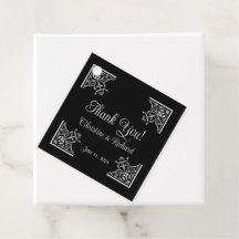 Negrita Boda Vintage en blanco y negro "Gracias"