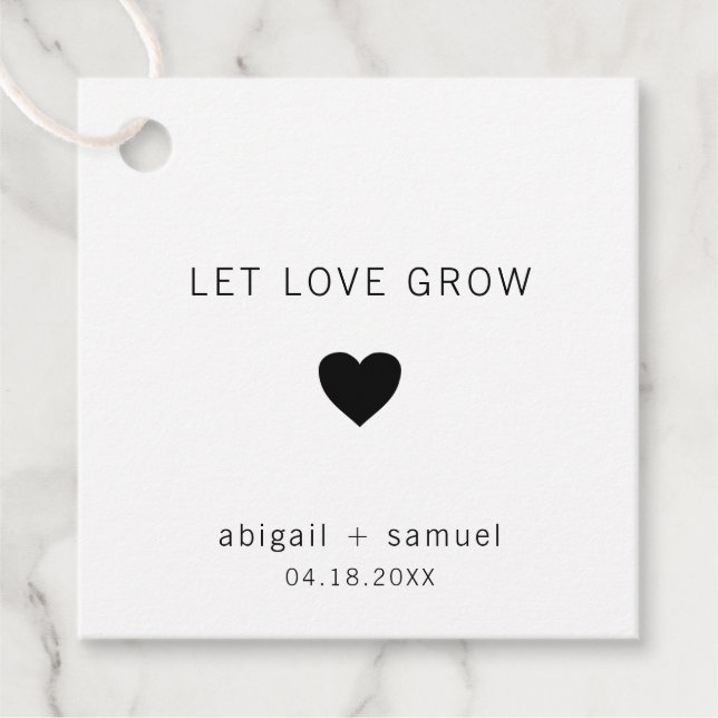 Etiquetas Para Recuerdos Negro y blanco moderno dejan que el amor crezca Bo (Anverso)