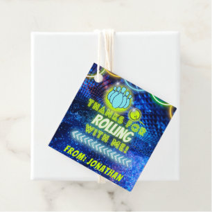 Etiquetas Para Recuerdos Neon Glow Bowling Fiesta Gracias por Rodar