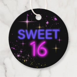 Etiquetas Para Recuerdos Neon Glow Sweet 16 Nombre ID760