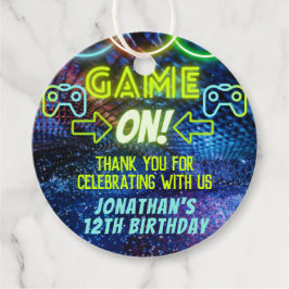 Etiquetas Para Recuerdos Neon Green Glow Game On Boys Gaming Birthday