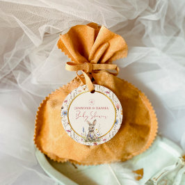 Etiquetas Para Recuerdos Neutral Floral Bunny Baby Shower mínimo
