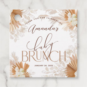 Etiquetas Para Recuerdos Neutral Pampas Baby Brunch Gracias