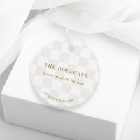 Neutral Tan Checkerboard Boutique Packaging Hang