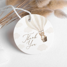 Etiquetas Para Recuerdos Neutral Teddy Bear Hot Air Balloon Baby Shower