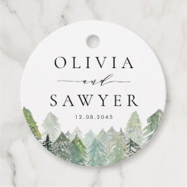 Etiquetas Para Recuerdos Nevada acuarela Evergreen Woodland Winter Wedding