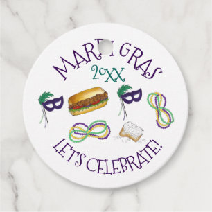 Etiquetas Para Recuerdos New Orleans Mardi Gras Beignet Beads Máscara Po'Bo