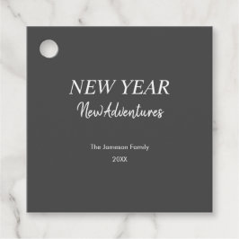 Etiquetas Para Recuerdos New Year New Adventures | Charcoal Gray Gift Tags