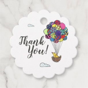 Etiquetas Para Recuerdos Nido de aves y globos de aire caliente gracias