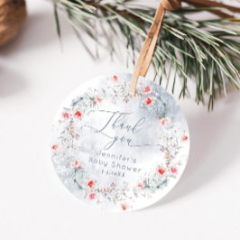 Etiquetas Para Recuerdos Nieve de invierno azul polvoriento Bayas Gracias