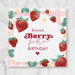 Etiquetas Para Recuerdos Niña cumpleaños de fresa primera cumpleaños
