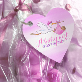 Etiquetas Para Recuerdos Niña ducha cigüeña color de agua rosa gracias