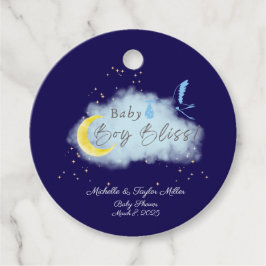 Etiquetas Para Recuerdos Niño de la noche de la noche azul bajo la luz de l