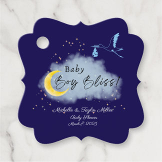 Etiquetas Para Recuerdos Niño de la noche de la noche azul bajo la luz de l