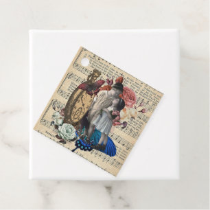 Etiquetas Para Recuerdos Niños de la cosecha de vintage y Collage floral
