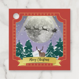 Etiquetas Para Recuerdos Noche navideña moderna y vintage con renos de Sant
