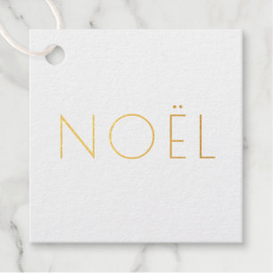 Etiquetas Para Recuerdos Noël blanco y oro minimalista tipografía elegante
