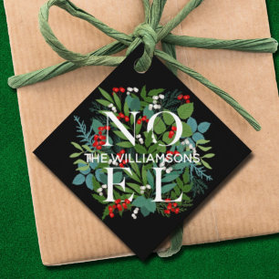 Etiquetas Para Recuerdos NOEL Greenery Holiday Black