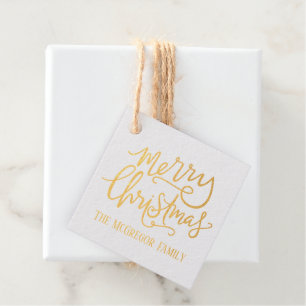 Etiquetas Para Recuerdos Nombre de la familia navideña de Merry