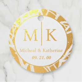Etiquetas Para Recuerdos Nombre de oro personalizado fecha e iniciales mono