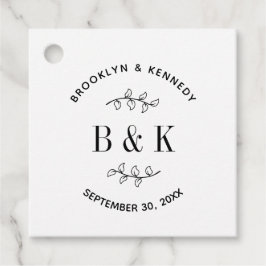 Etiquetas Para Recuerdos Nombre de pareja de boda floral botánico monograma