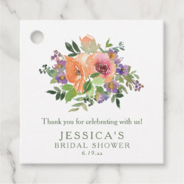 Etiquetas Para Recuerdos Nombre Personalizado Aguarela Naranja Bridal Showe