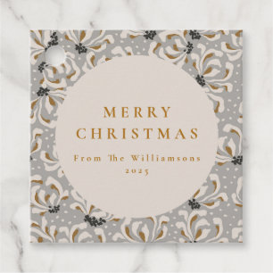Etiquetas Para Recuerdos Nombre personalizado Elegante Navidades de flores 