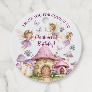 Etiquetas Para Recuerdos Nombre Personalizado Magic Fairies Pink Mushrooms