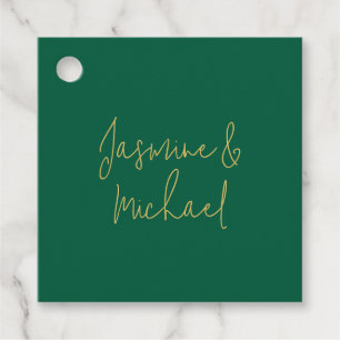 Etiquetas Para Recuerdos Nombres de Parejas Caligrafía Chic Lovely Verde y