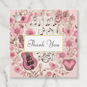 Etiquetas Para Recuerdos Notas musicales y Flores estilo retro Gracias