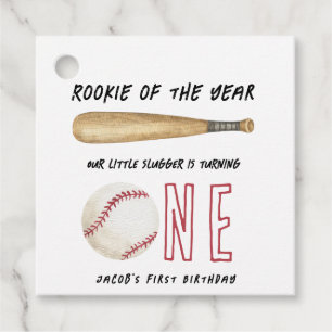 Etiquetas Para Recuerdos Novato del Año Fiesta de Cumpleaños 1er Baseball