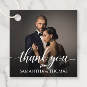 Etiquetas Para Recuerdos Novia de boda personalizada y foto de Groom gracia