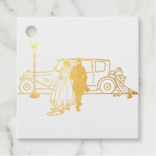 Etiquetas Para Recuerdos Novia y Novio de Boda de la Década de 1920 Vintage