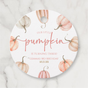 Etiquetas Para Recuerdos Nuestra pequeña calabaza Pink White Fall Fiesta de