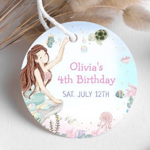 Etiquetas Para Recuerdos Nuestra pequeña sirena Chica de cuarto cumpleaños,