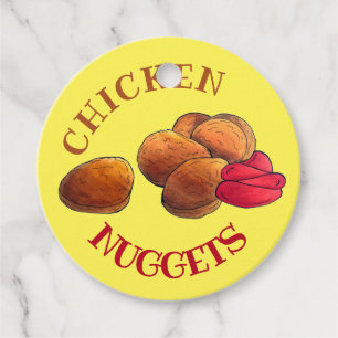 Etiquetas Para Recuerdos Nuggets de pollo con comida chatarra de Ketchup