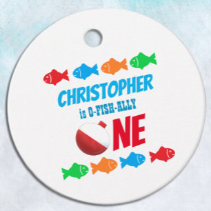 Etiquetas Para Recuerdos O-Fish-Ally Un pescador Primer cumpleaños
