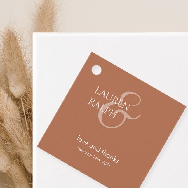 Etiquetas Para Recuerdos Ochre & Ivory Couple Monograma Gracias (Subido por el creador)