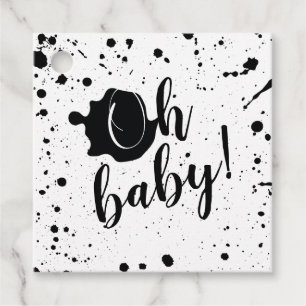 Etiquetas Para Recuerdos Oh Baby Black Paint Splatter Unisex Baby Shower