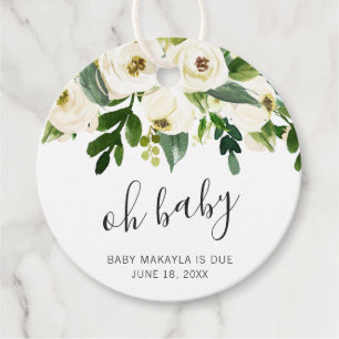 Etiquetas Para Recuerdos Oh Baby Elegant White Floral Chica Baby Shower