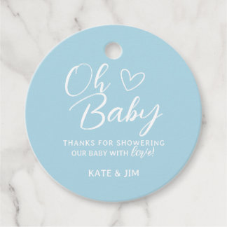 Etiquetas Para Recuerdos Oh Baby Light Blue Baby Shower Mensaje de agradeci