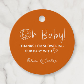 Etiquetas Para Recuerdos Oh Baby Lion and Heart Gracias Baby Shower