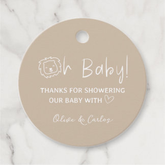 Etiquetas Para Recuerdos Oh Baby Lion and Heart Gracias Baby Shower
