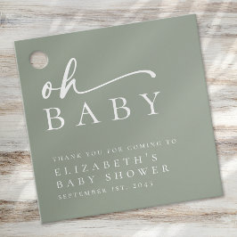 Etiquetas Para Recuerdos Oh Baby Sage Green Baby Shower Minimalista