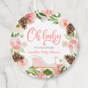 Etiquetas Para Recuerdos Oh Baby Winter Chica Floral Rosa Favor Baby Shower