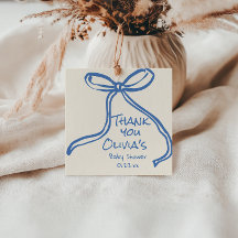 Oh Boy Blue Hand Written Bow Baby Shower