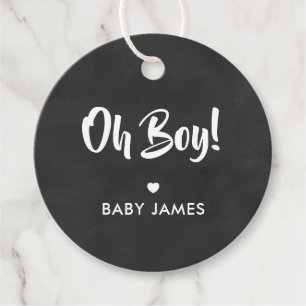 Etiquetas Para Recuerdos Oh Boy Gift Tag, Baby Shower Gift Tag, Chalkboard