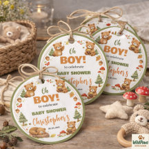 Oh Boy Watercolor Woodland Bear Baby Shower